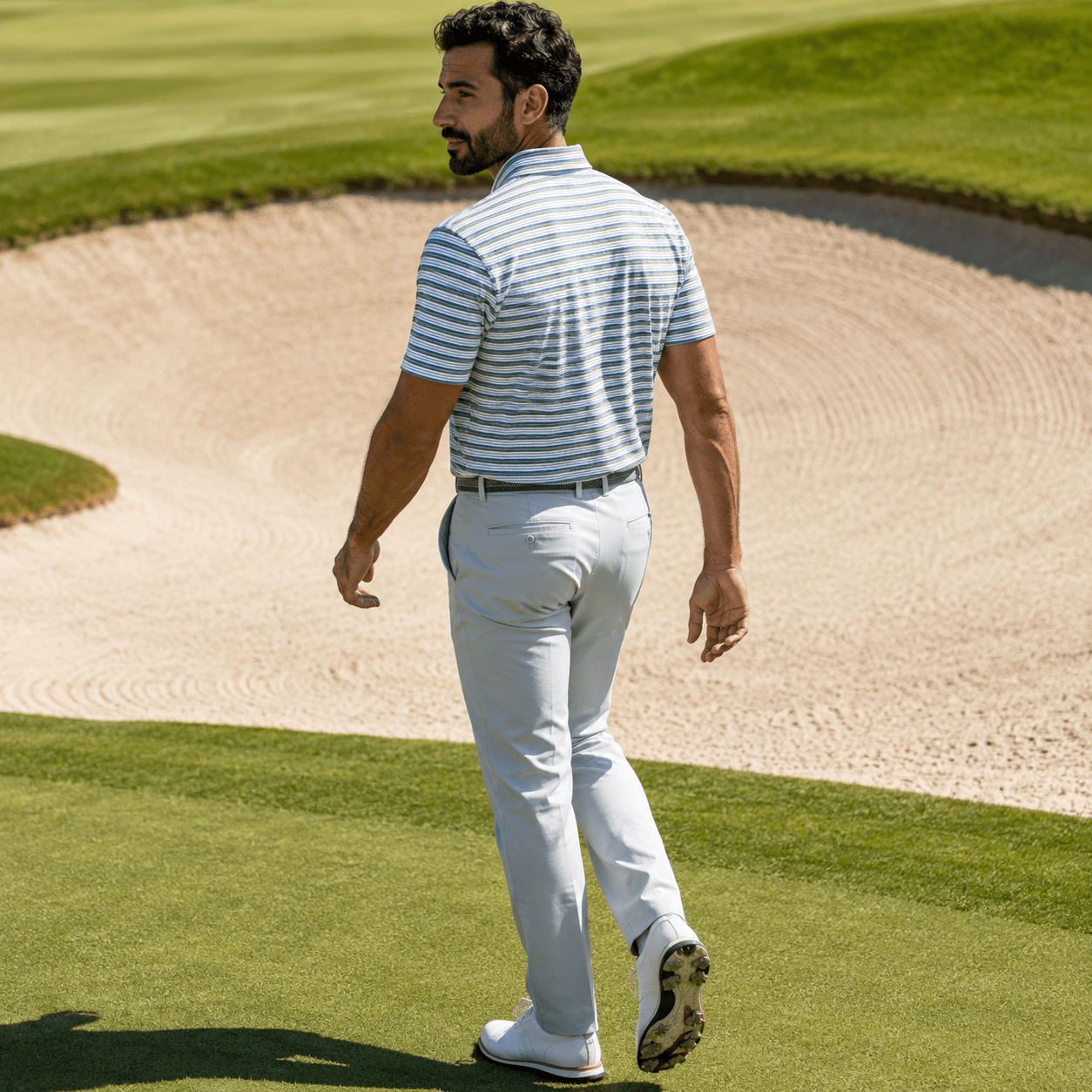 Heather Stripe Performance Golf Polo - F/X Fusion Golf - Polo - Green