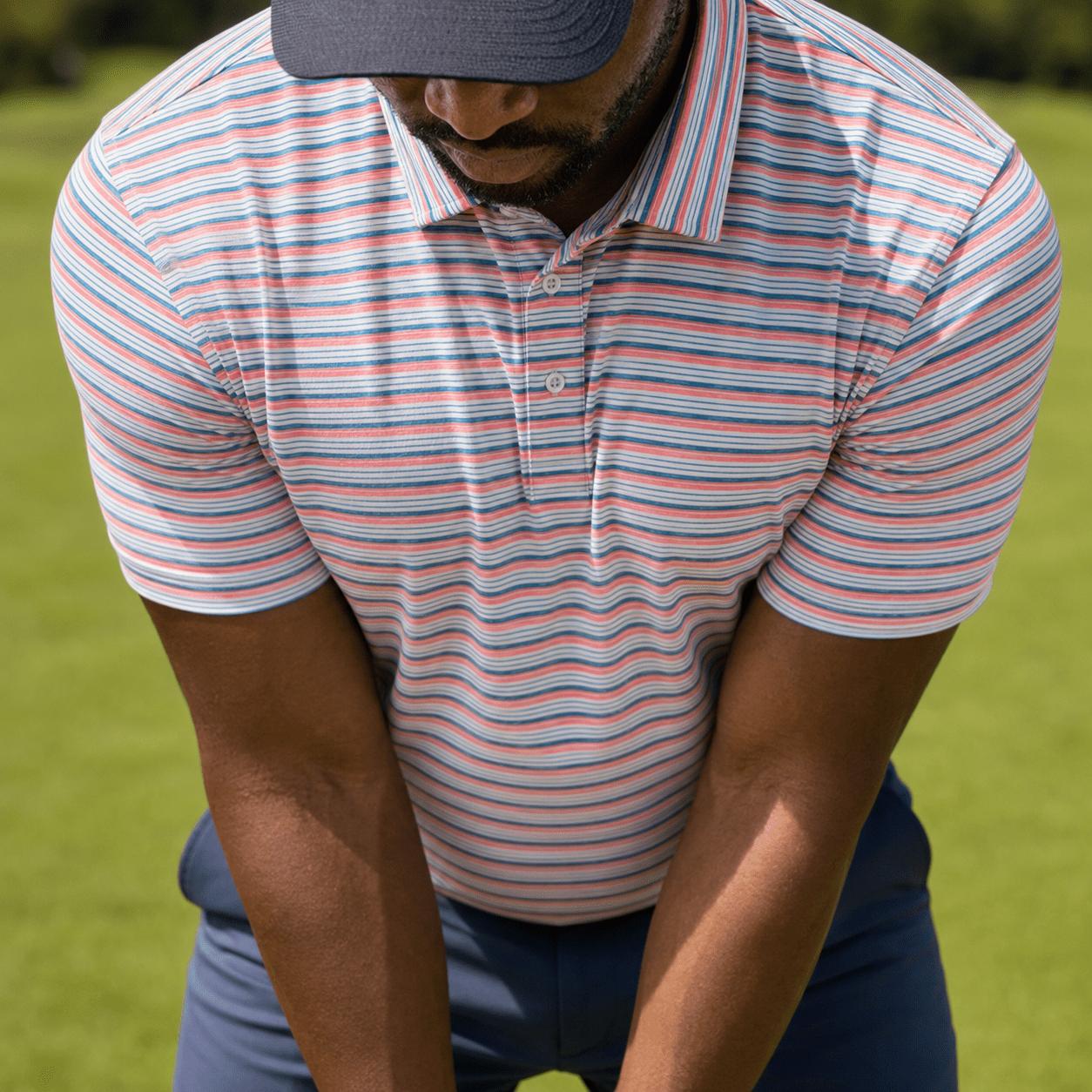 Heather Stripe Performance Golf Polo - F/X Fusion Golf - Polo - Coral