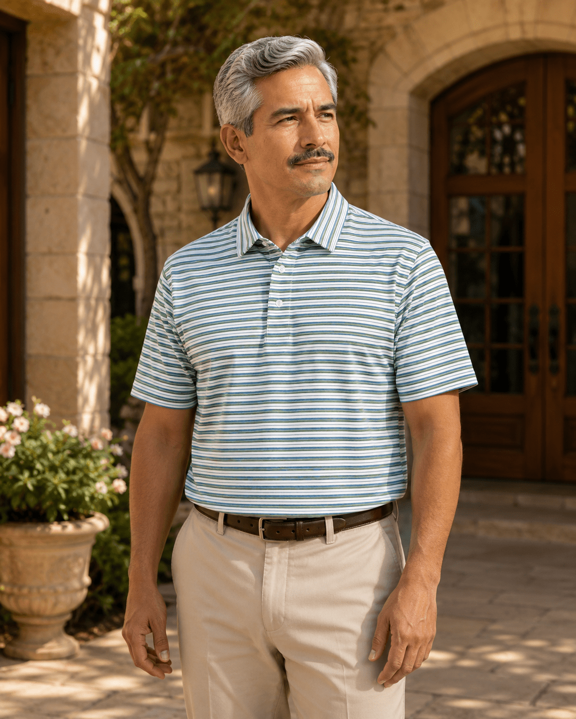 Heather Stripe Performance Golf Polo - F/X Fusion Golf - Polo - Green - M