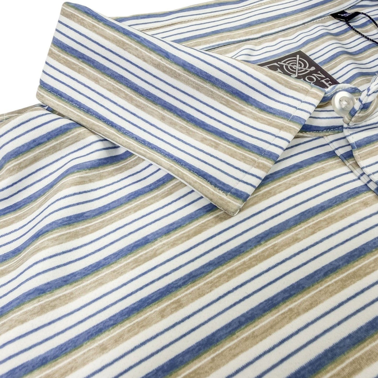 Heather Stripe Performance Golf Polo - F/X Fusion Golf - Polo - tan