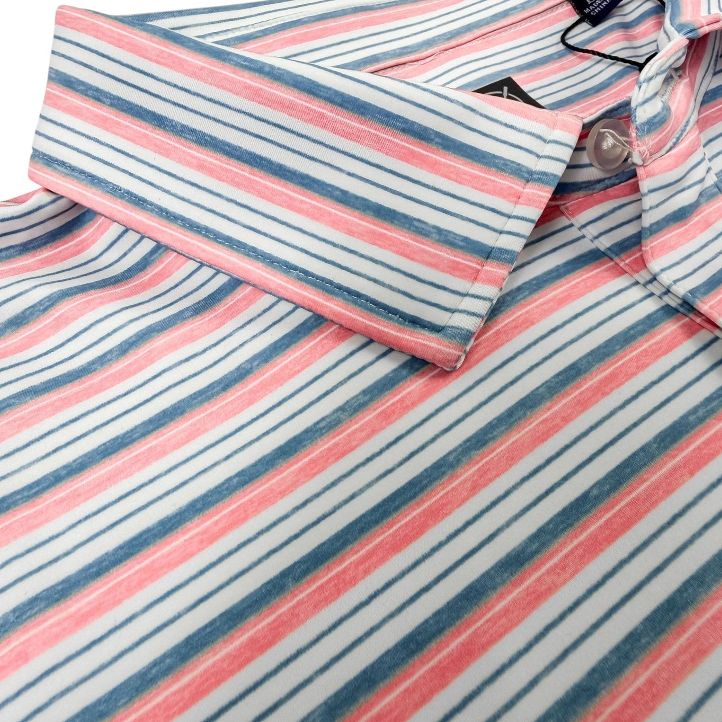 Heather Stripe Performance Golf Polo - F/X Fusion Golf - Polo - Coral