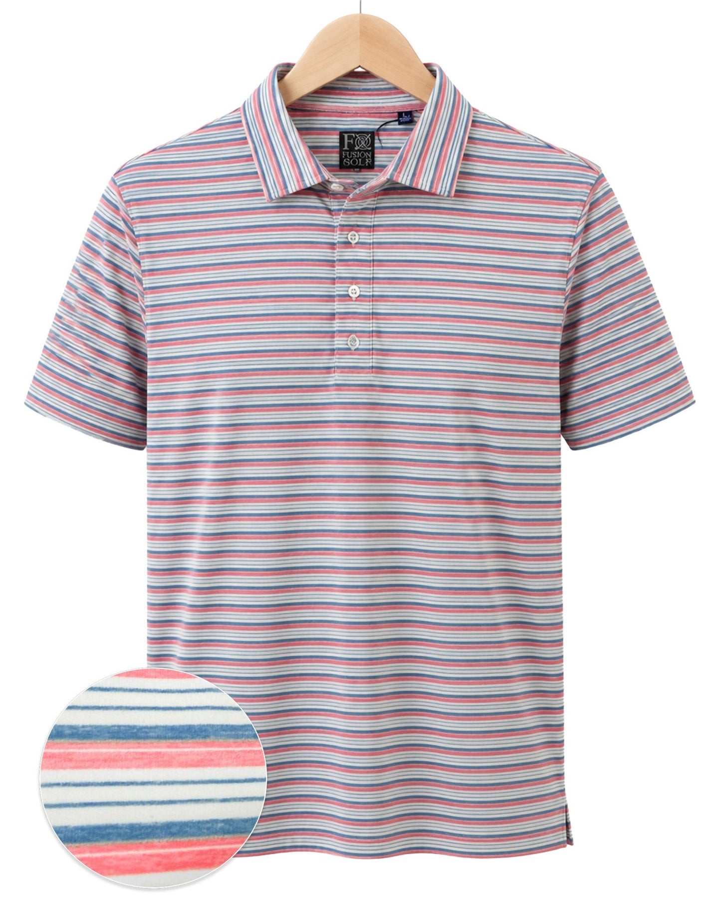Heather Stripe Performance Golf Polo - F/X Fusion Golf - Polo - Coral