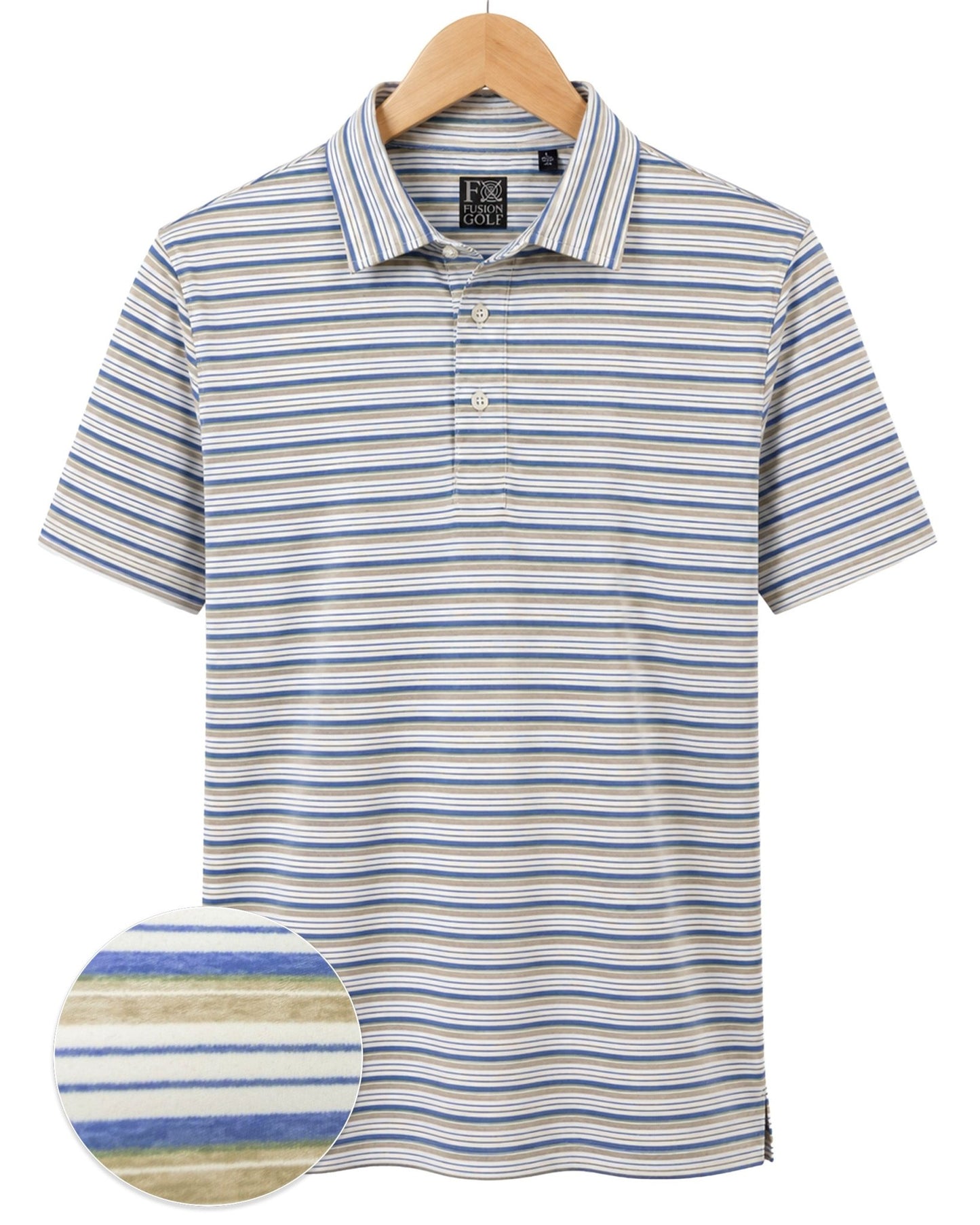 Heather Stripe Performance Golf Polo - F/X Fusion Golf - Polo - Tan