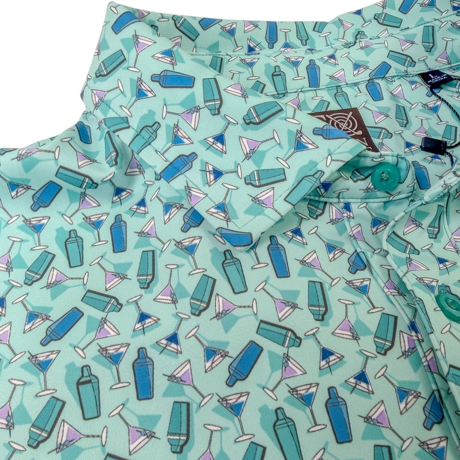 Martini Mania Performance Golf Polo - F/X Fusion Golf - Polo - Aqua