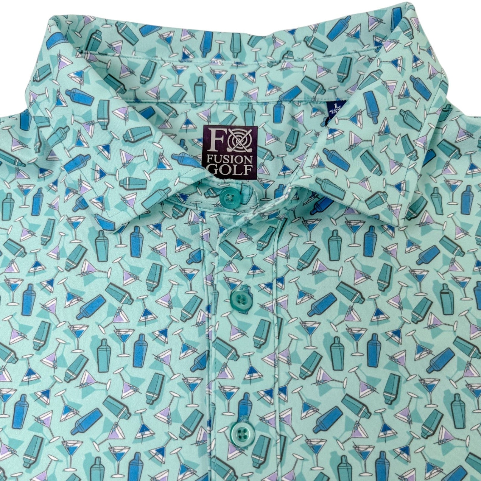 Martini Mania Performance Golf Polo - F/X Fusion Golf - Polo - Aqua