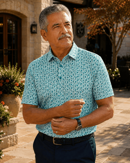 Martini Mania Performance Golf Polo - F/X Fusion Golf - Polo - Aqua - M