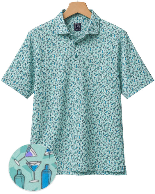 Martini Mania Performance Golf Polo - F/X Fusion Golf - Polo - Aqua