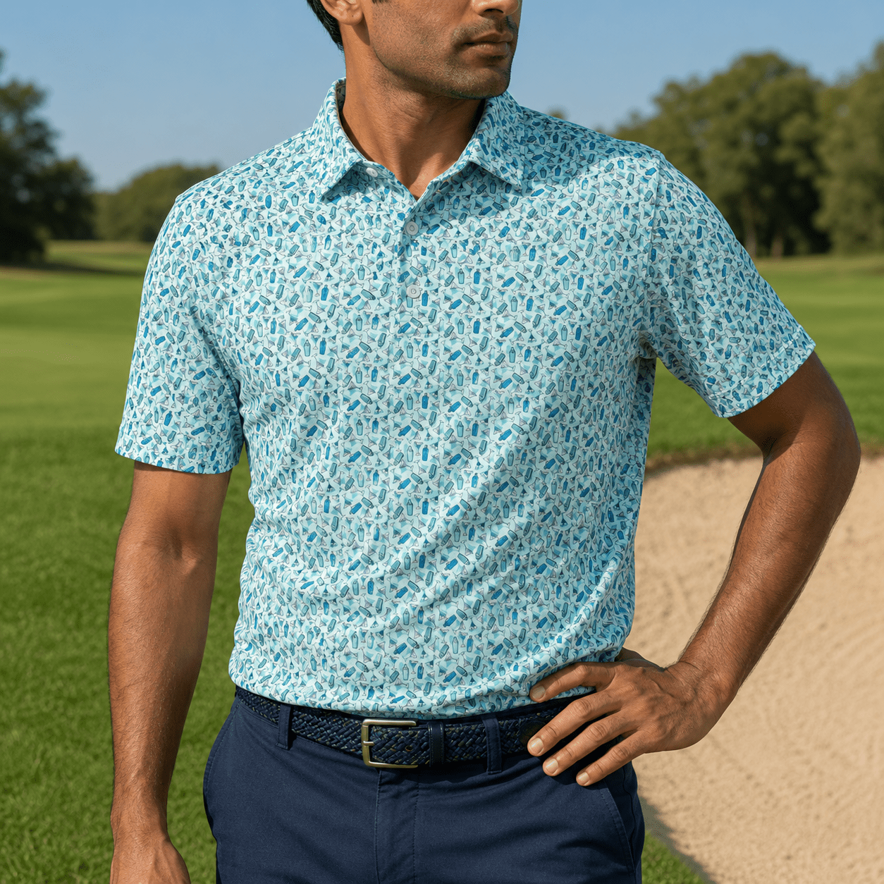 Martini Mania Performance Golf Polo - F/X Fusion Golf - Polo - Aqua