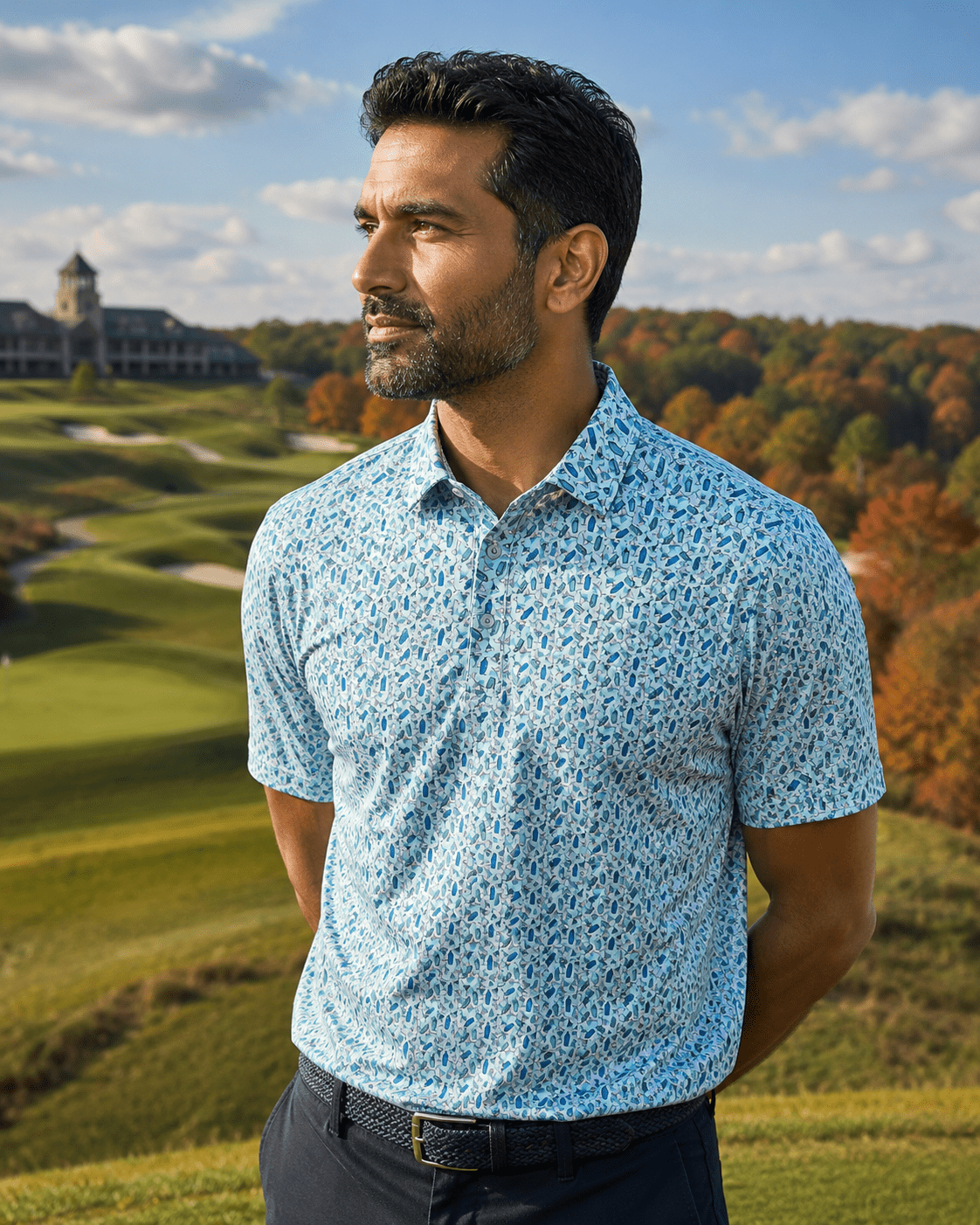 Martini Mania Performance Golf Polo - F/X Fusion Golf - Polo - Aqua - M