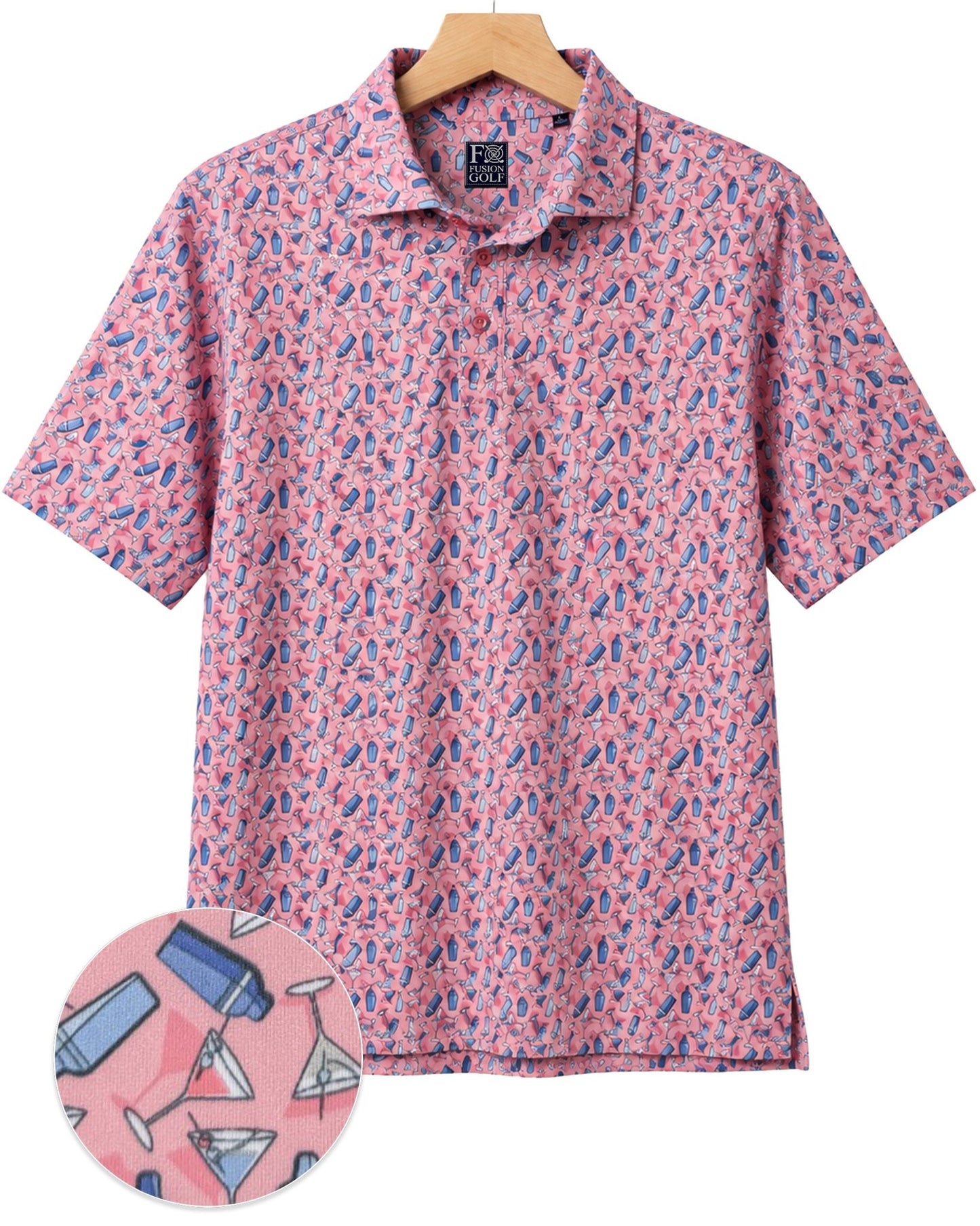 Martini Mania Performance Golf Polo - F/X Fusion Golf - Polo - Coral
