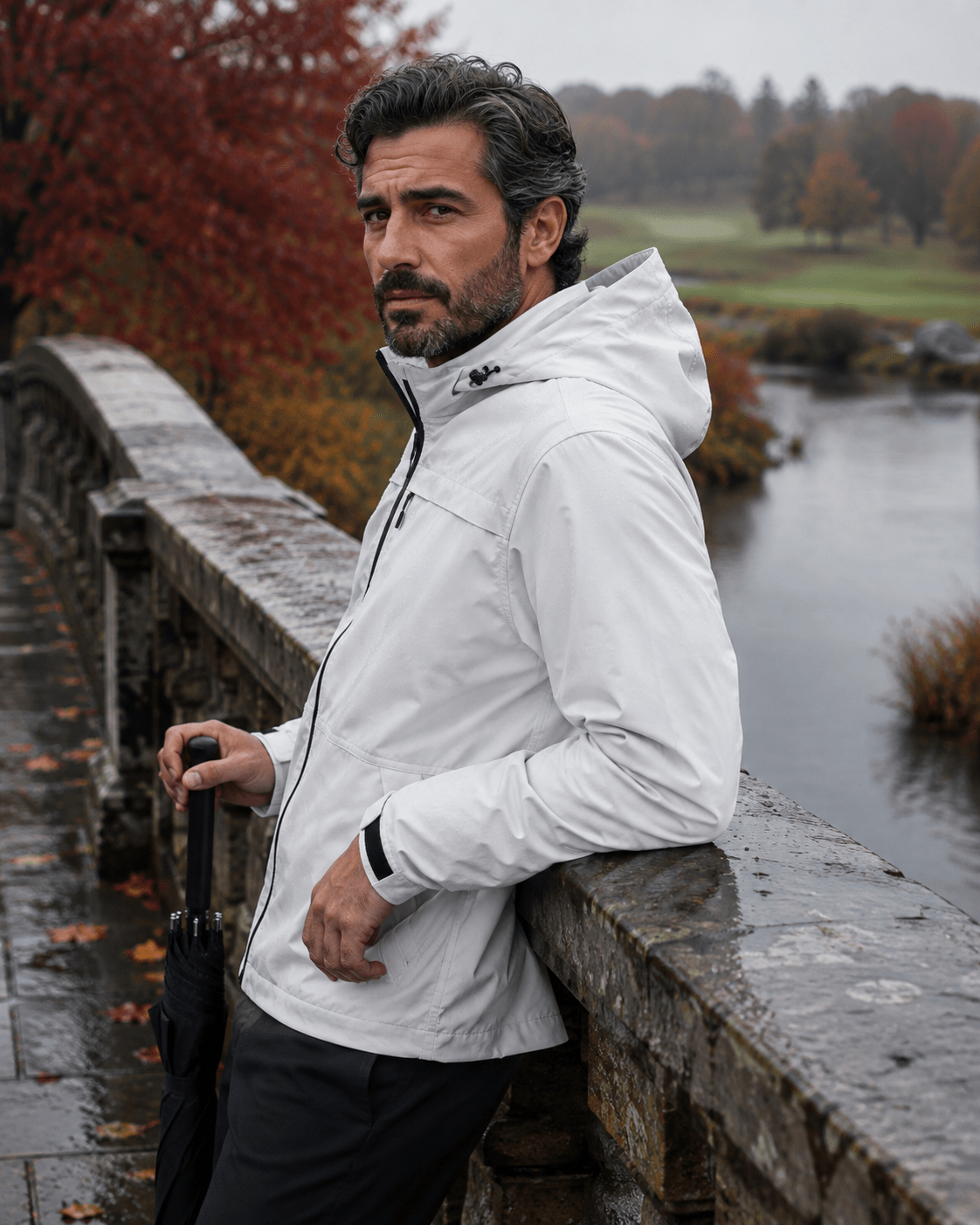 Performance Full Zip Rain Jacket - F/X Fusion Golf - Golf - White - M