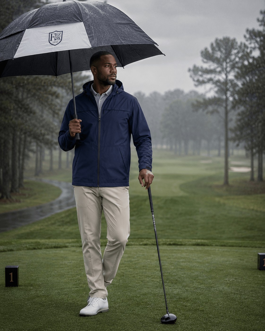 Performance Full Zip Rain Jacket - F/X Fusion Golf - Golf - Navy - M
