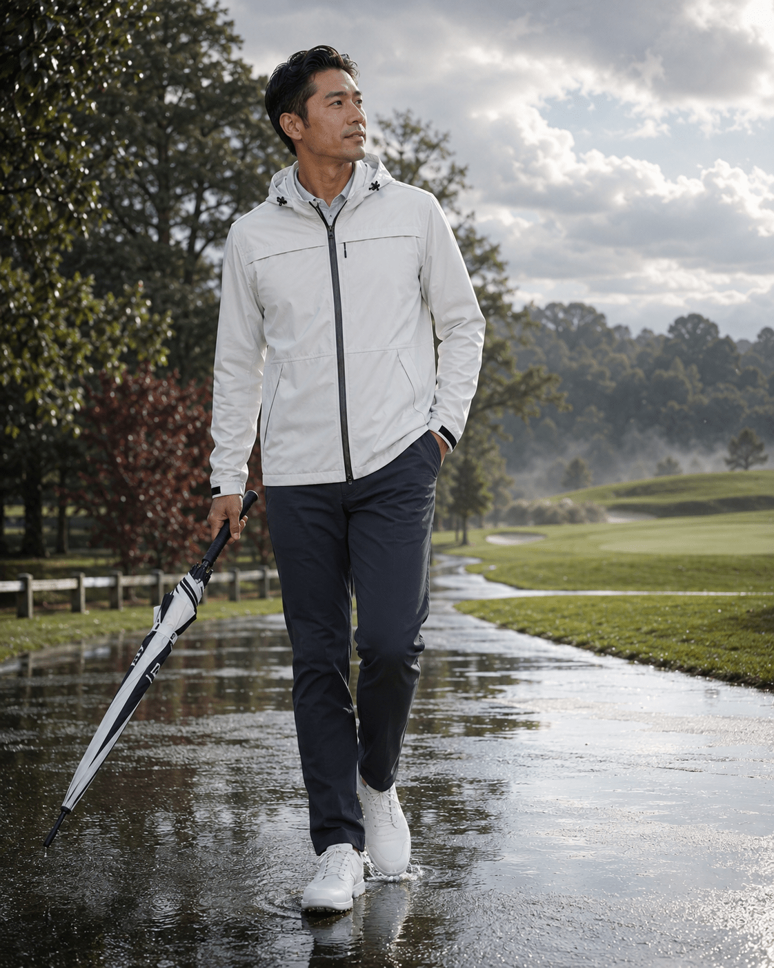Performance Full Zip Rain Jacket - F/X Fusion Golf - Golf - White - M