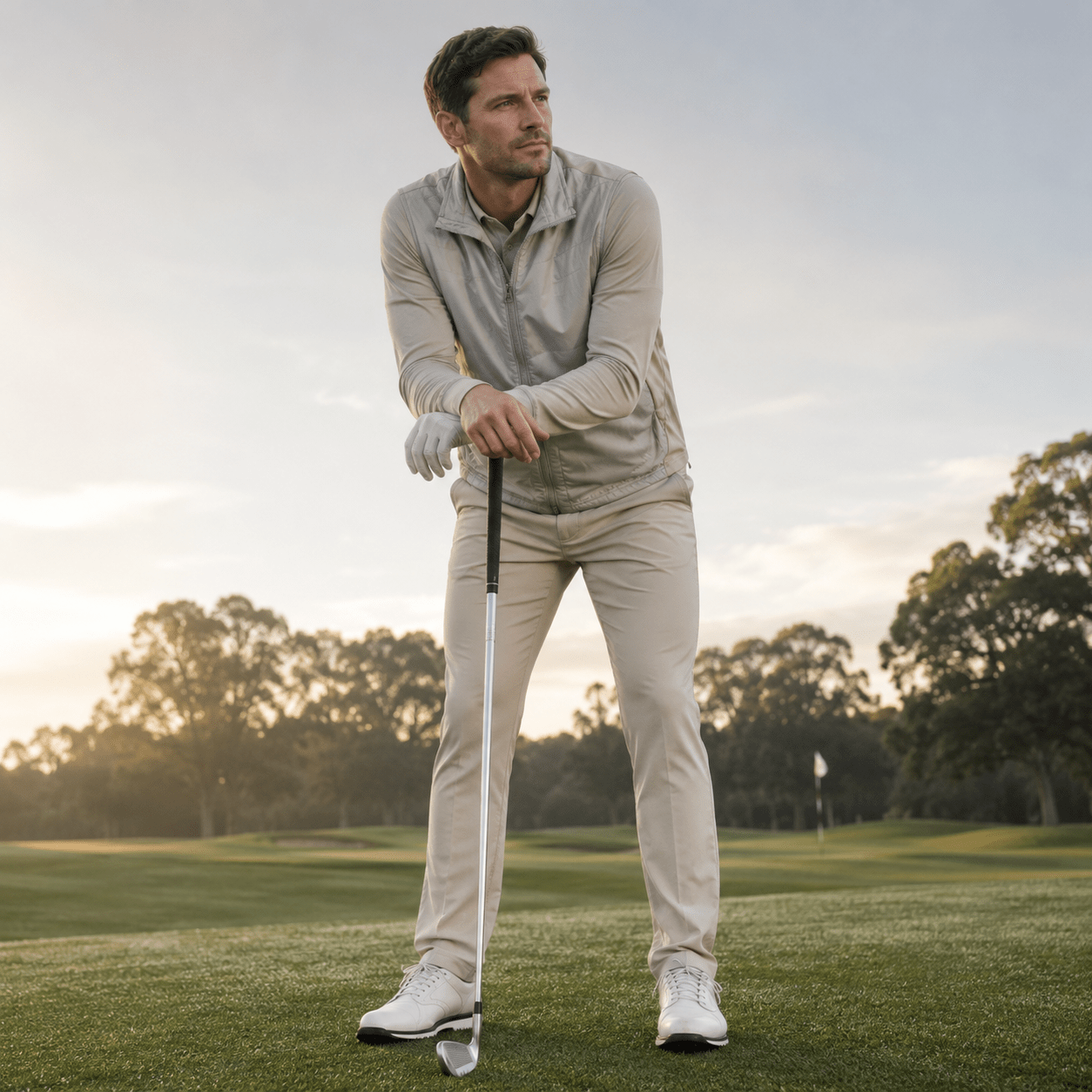 Player’s Full Zip Golf Vest - F/X Fusion Golf - Vest - Tan