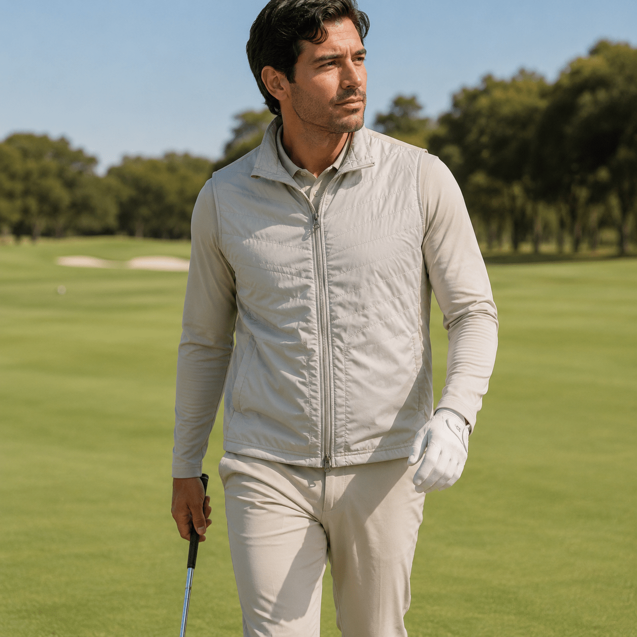 Player’s Full Zip Golf Vest - F/X Fusion Golf - Vest - Tan