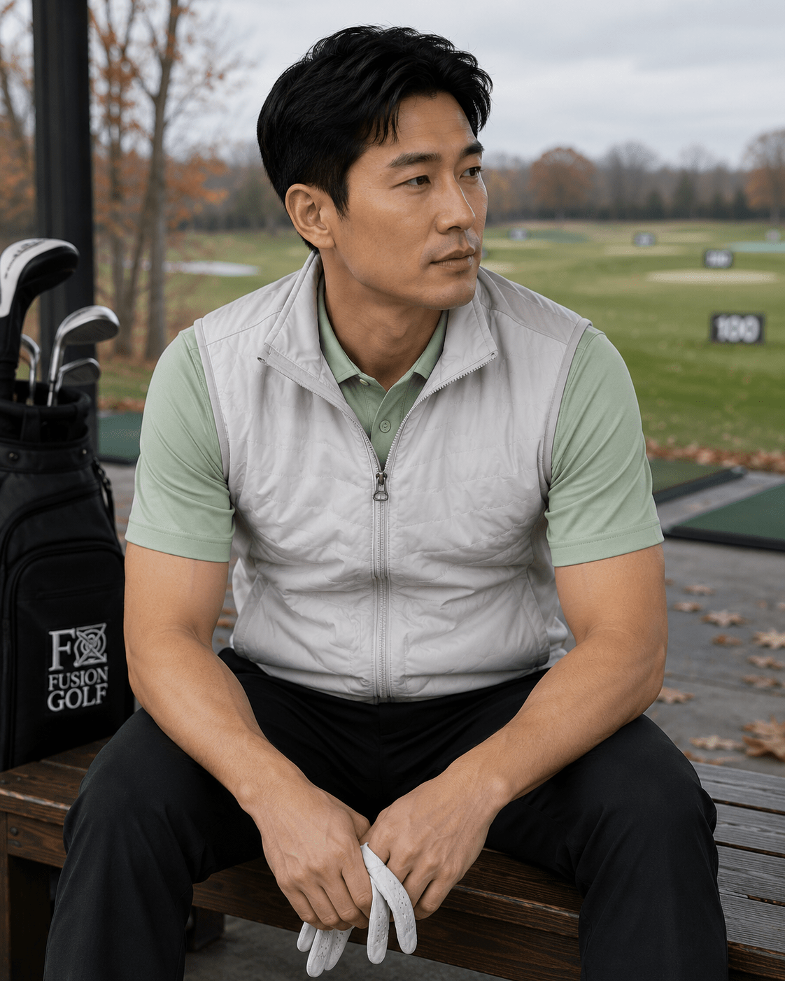 Player's Full Zip Performance Golf Vest - F/X Fusion Golf - Golf - Silver - M
