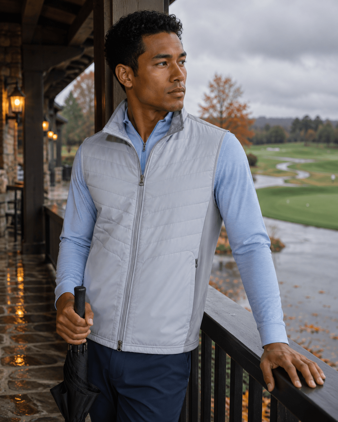Player's Full Zip Performance Golf Vest - F/X Fusion Golf - Golf - Silver - M