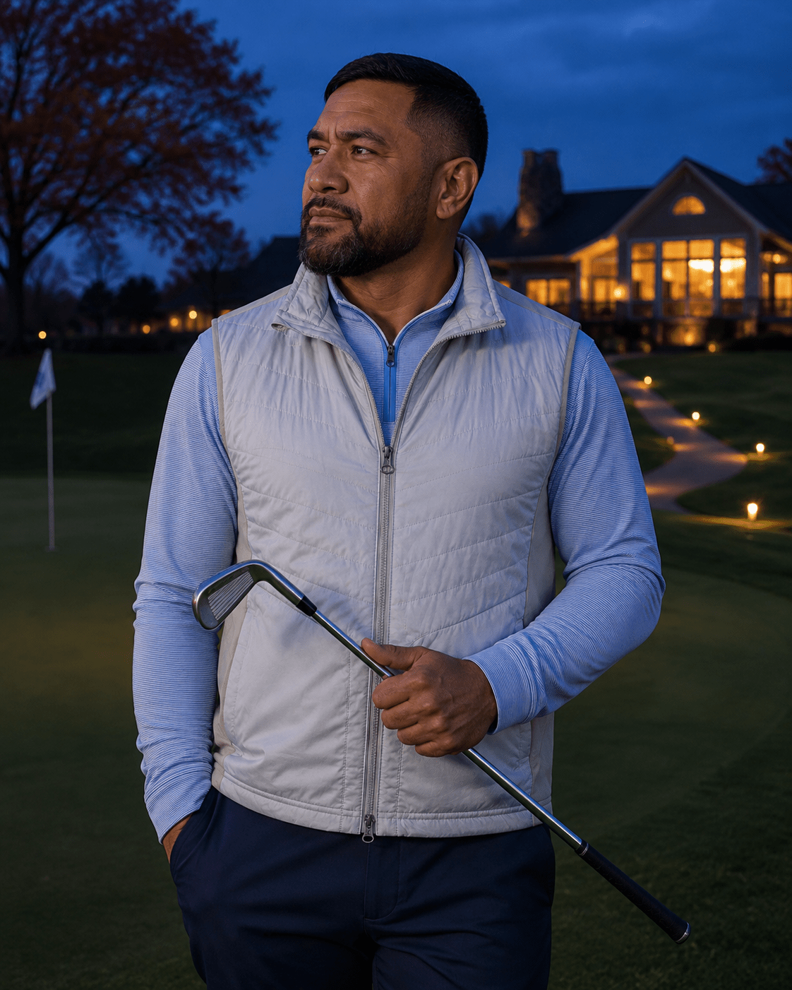 Player's Full Zip Performance Golf Vest - F/X Fusion Golf - Golf - Tan - M