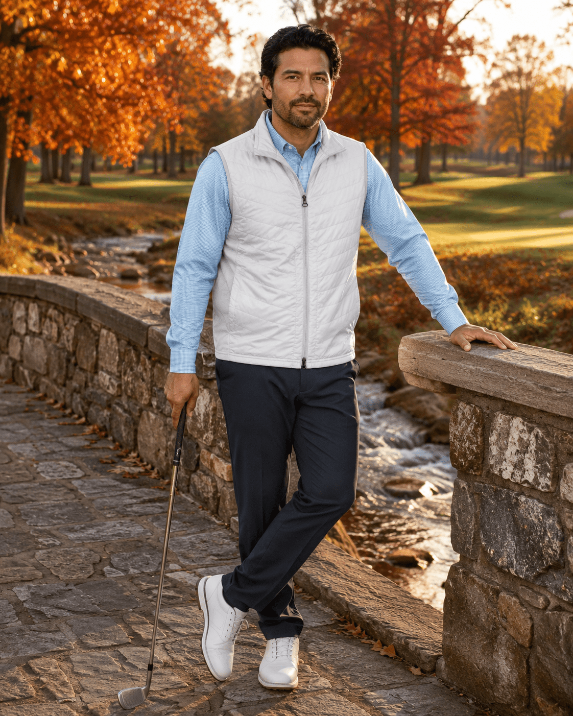 Player's Full Zip Performance Golf Vest - F/X Fusion Golf - Golf - White - M