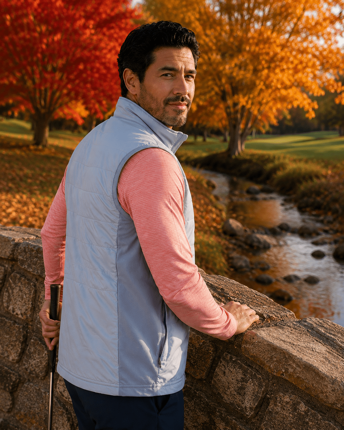 Player's Full Zip Performance Golf Vest - F/X Fusion Golf - Golf - Steel - M