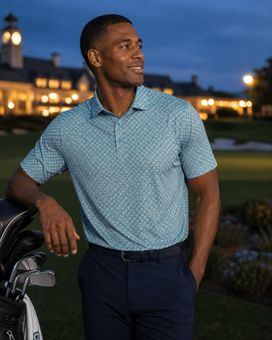 Shadow Dots Performance Golf Polo - F/X Fusion Golf - Polo - Aqua - M