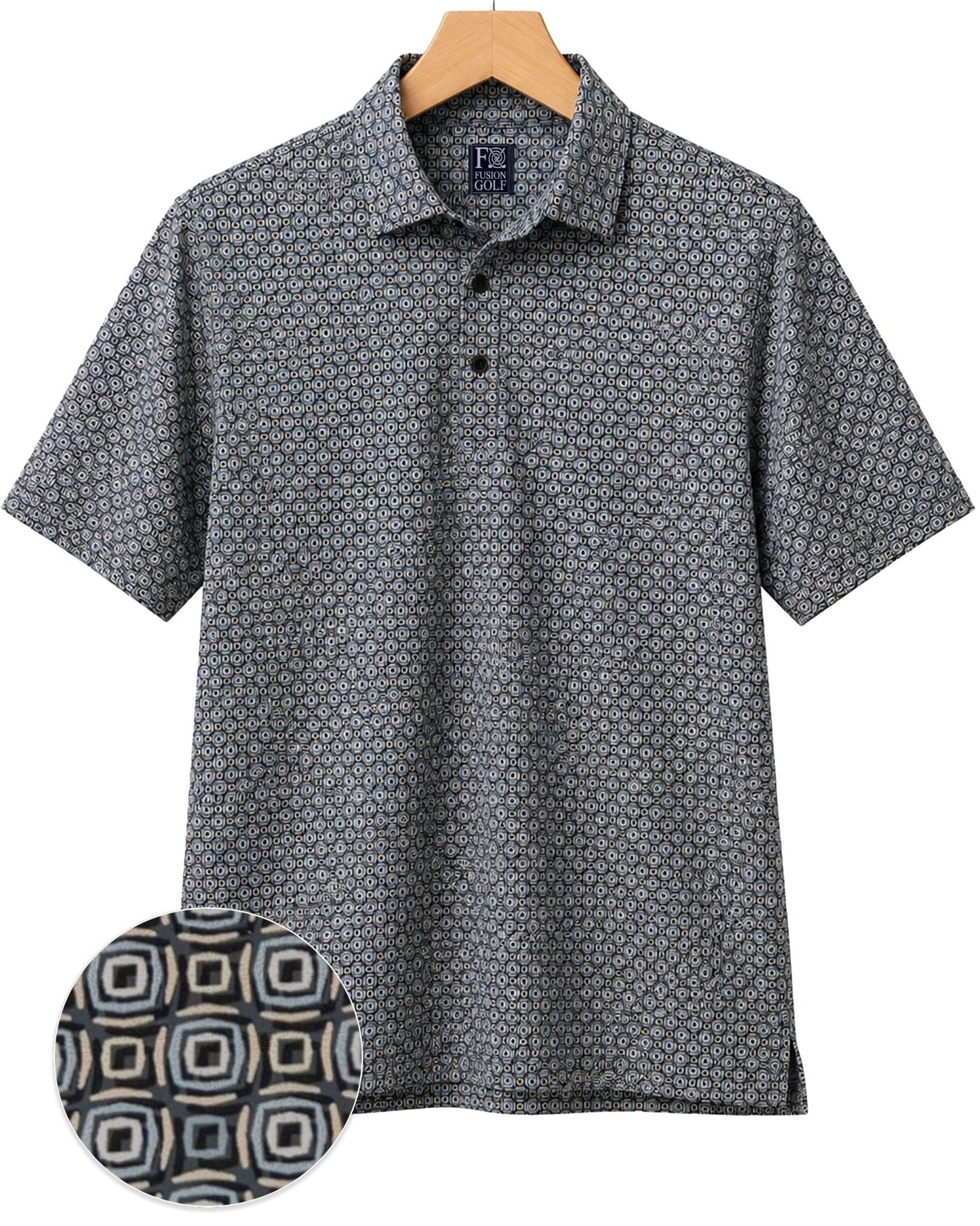 Shadow Dots Performance Golf Polo - F/X Fusion Golf - Polo - Black