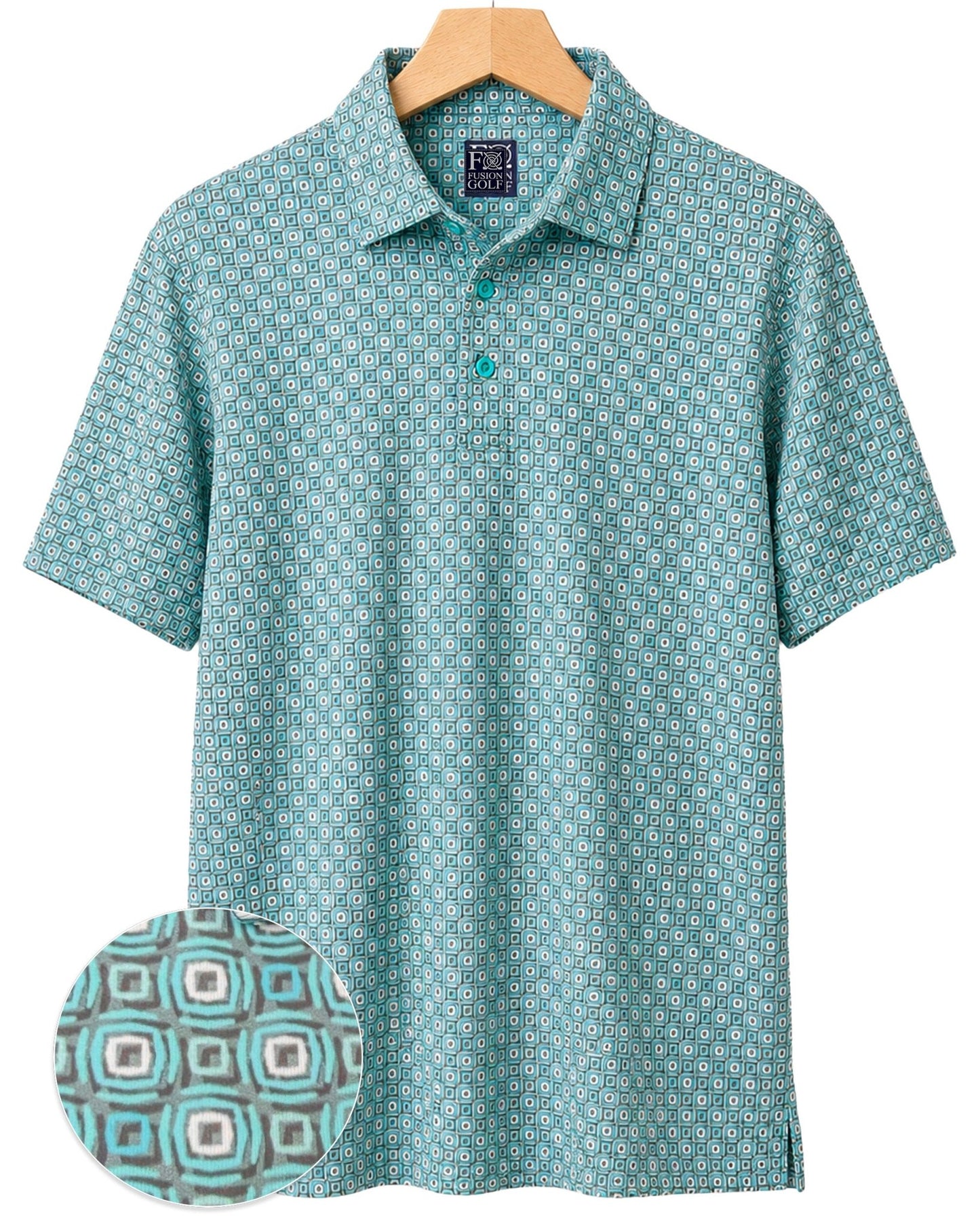 Shadow Dots Performance Golf Polo - F/X Fusion Golf - Polo - Aqua