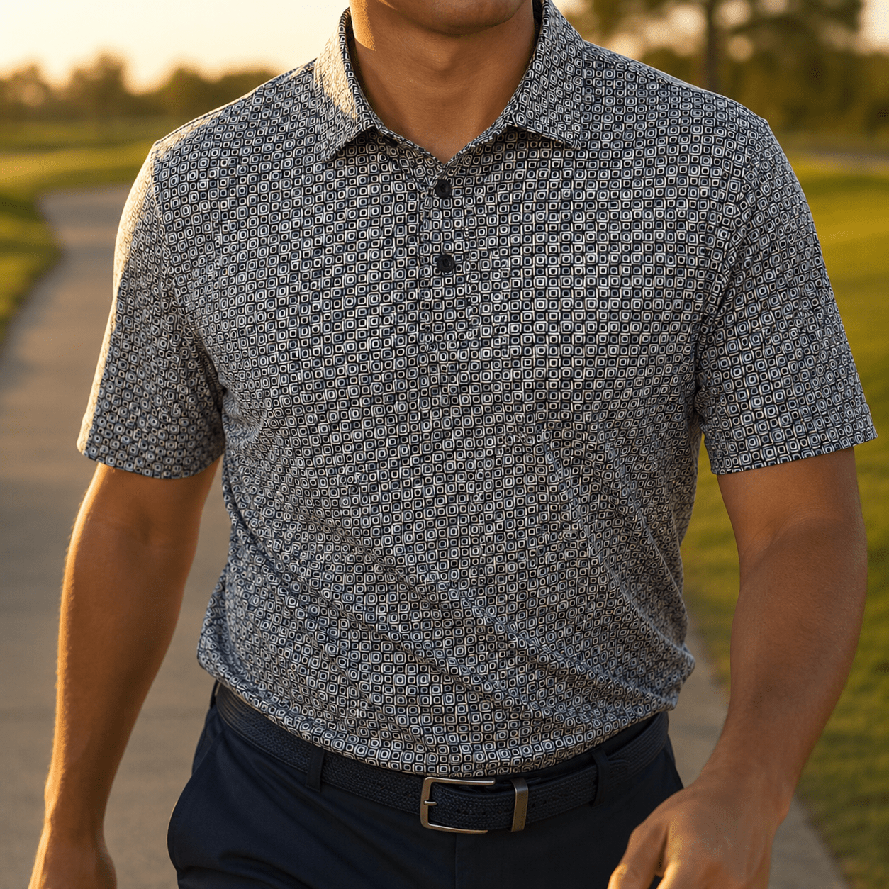 Shadow Dots Performance Golf Polo - F/X Fusion Golf - Polo - Black