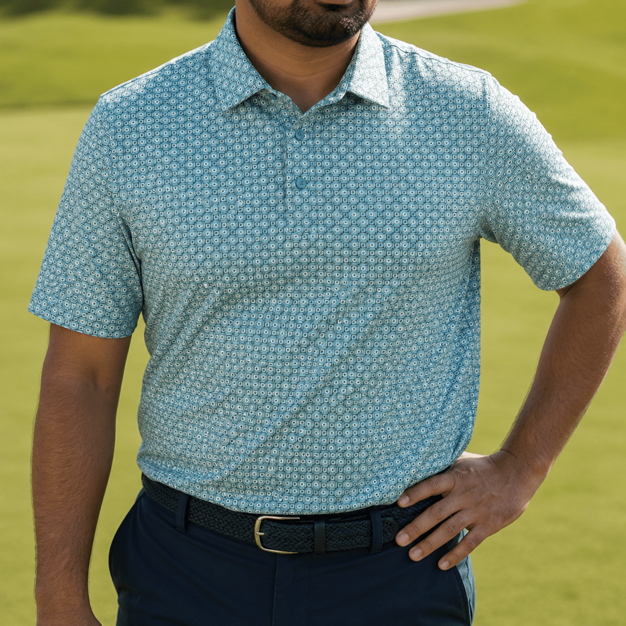 Shadow Dots Performance Golf Polo - F/X Fusion Golf - Polo - Aqua
