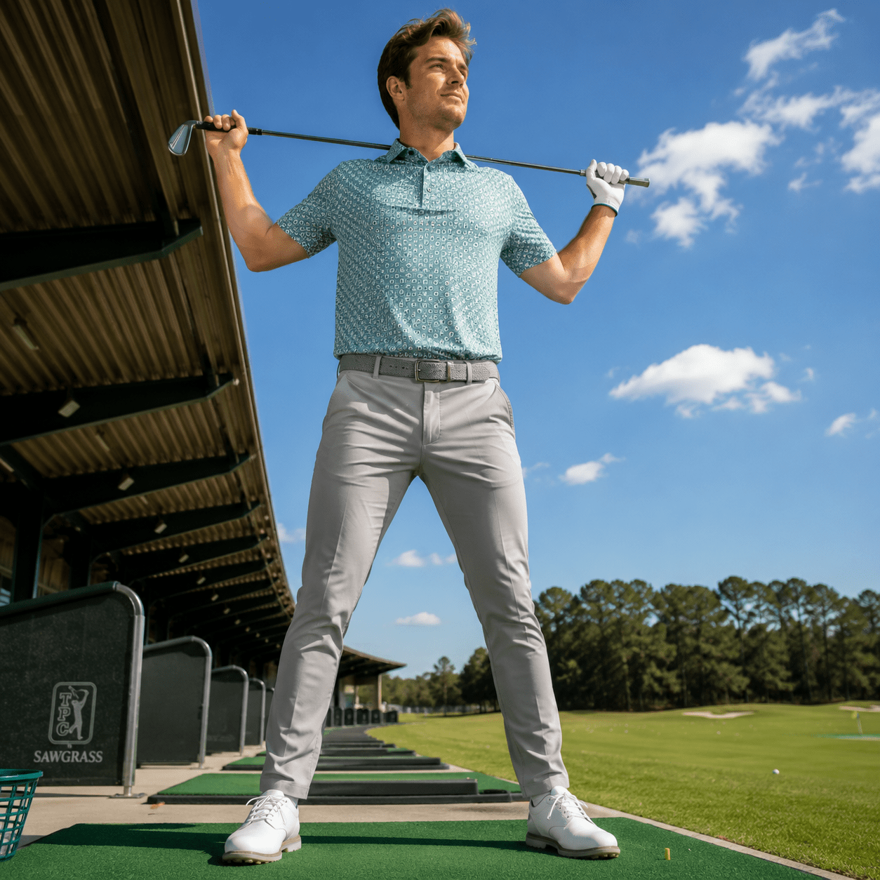 Shadow Dots Performance Golf Polo - F/X Fusion Golf - Polo - Aqua