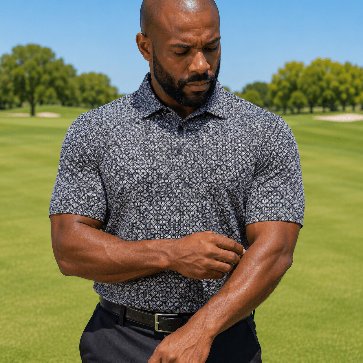 Shadow Dots Performance Golf Polo - F/X Fusion Golf - Polo - Black