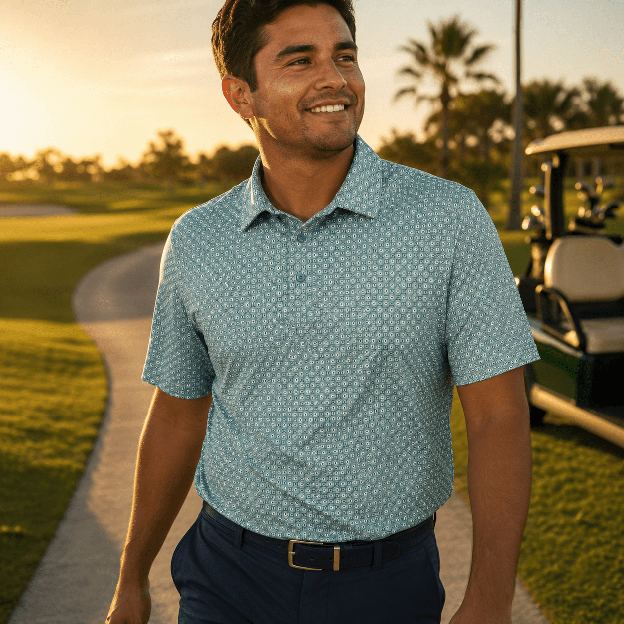 Shadow Dots Performance Golf Polo - F/X Fusion Golf - Polo - Aqua