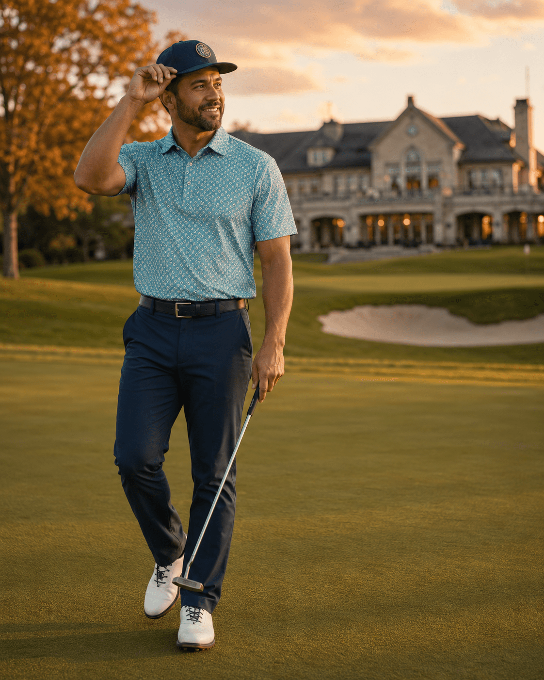 Shadow Dots Performance Golf Polo - F/X Fusion Golf - Polo - Aqua - M