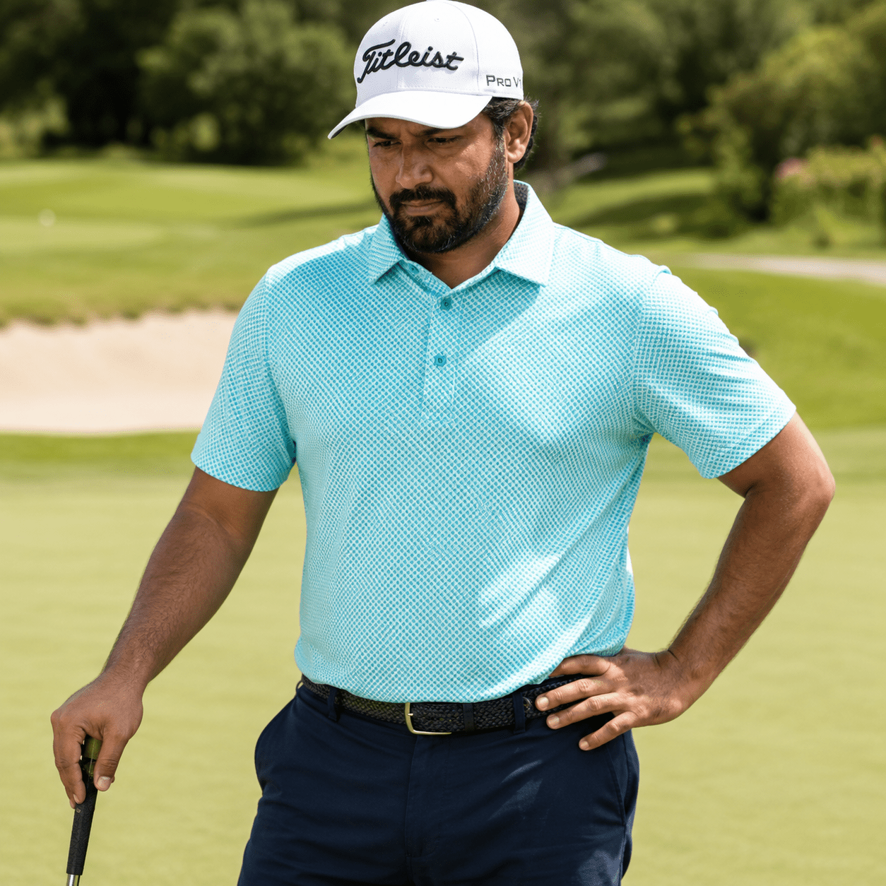 Shady Pane Performance Golf Polo - F/X Fusion Golf - Polo - Aqua