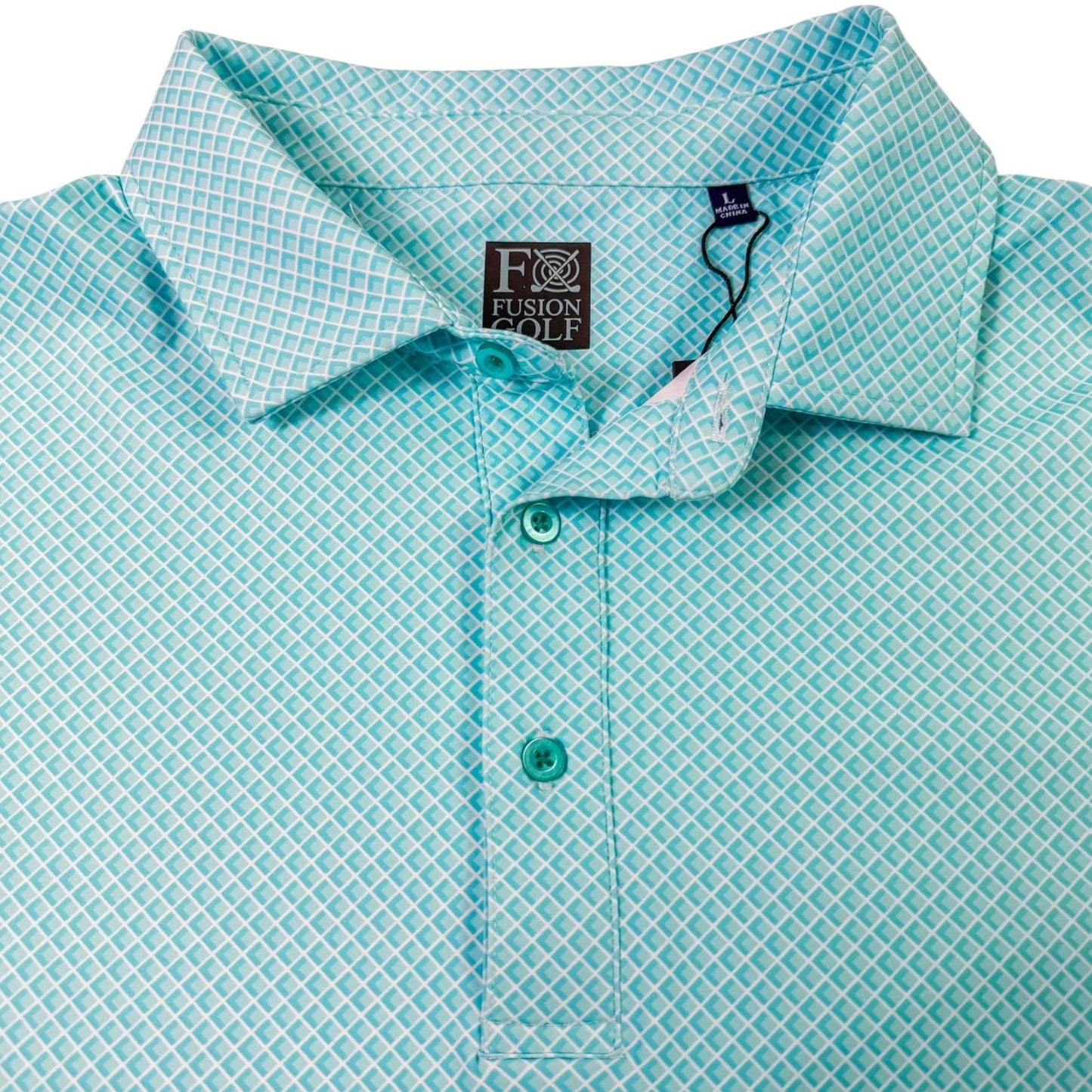 Shady Pane Performance Golf Polo - F/X Fusion Golf - Polo - Aqua