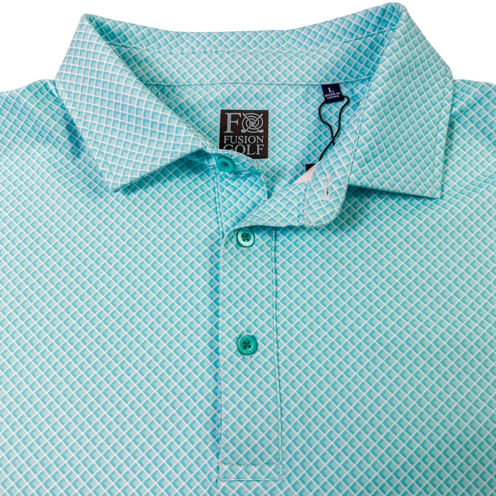 Shady Pane Performance Golf Polo - F/X Fusion Golf - Polo - Aqua