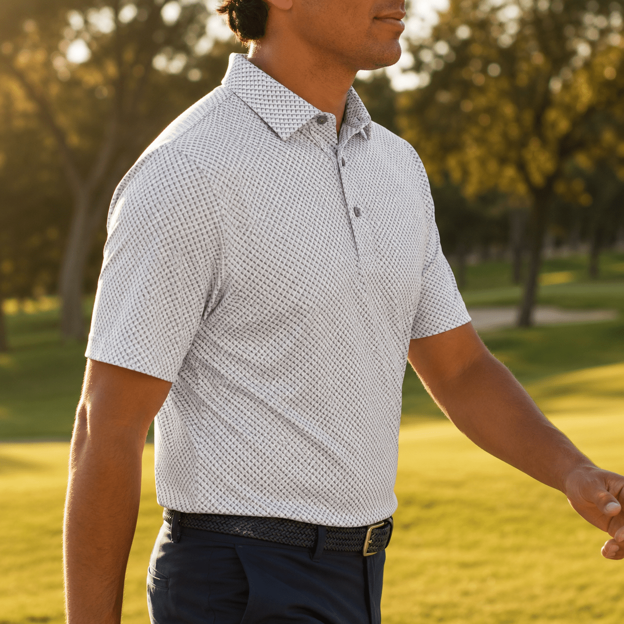 Shady Pane Performance Golf Polo - F/X Fusion Golf - Polo - Silver