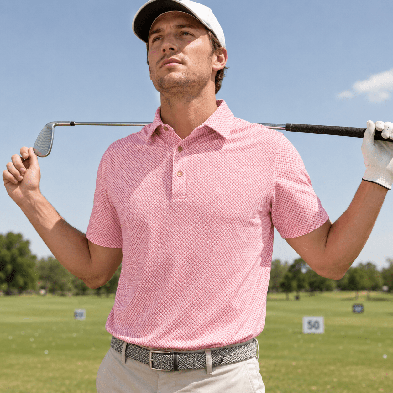 Shady Pane Performance Golf Polo - F/X Fusion Golf - Polo - Coral