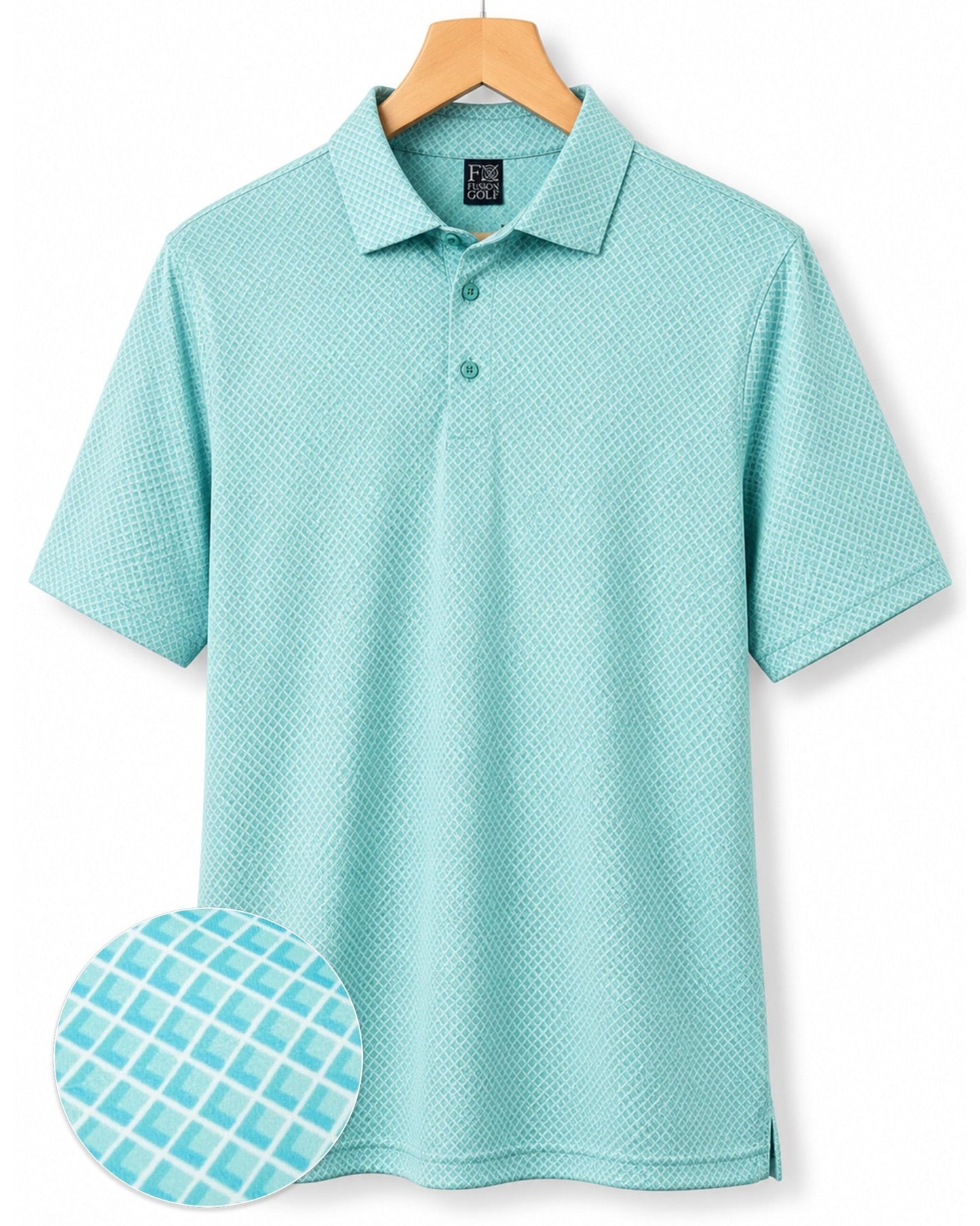 Shady Pane Performance Golf Polo - F/X Fusion Golf - Polo - Aqua