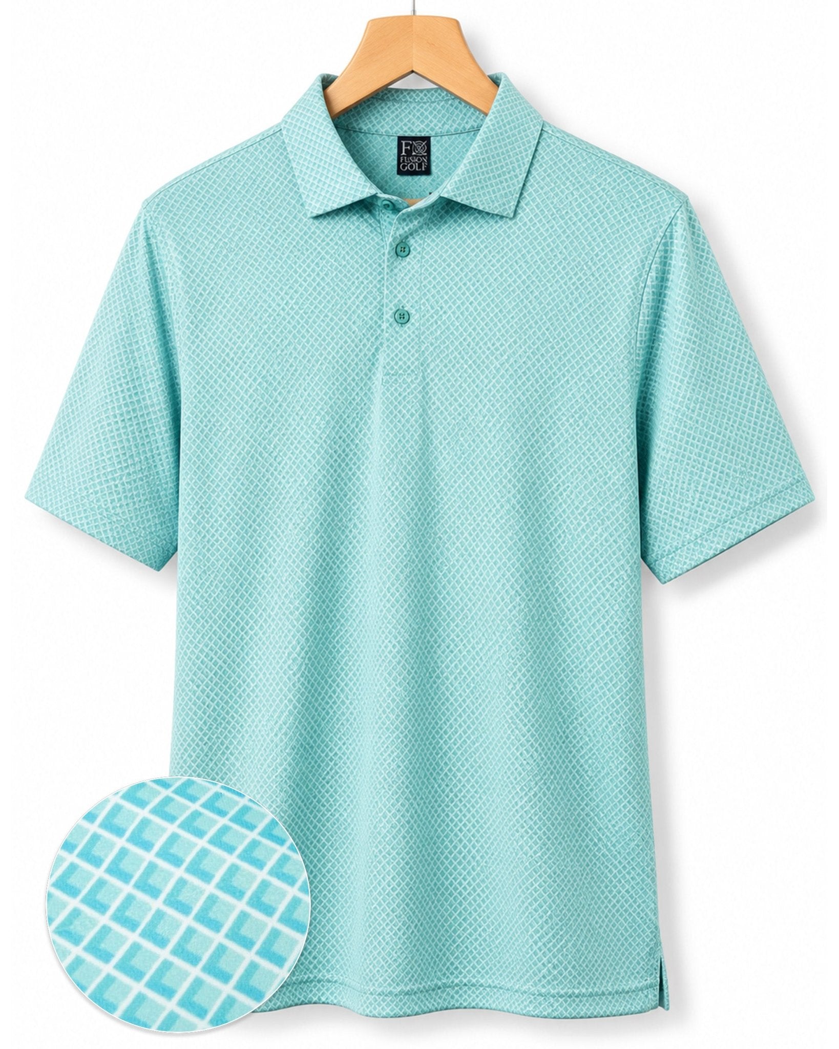 Shady Pane Performance Golf Polo - F/X Fusion Golf - Polo - Aqua