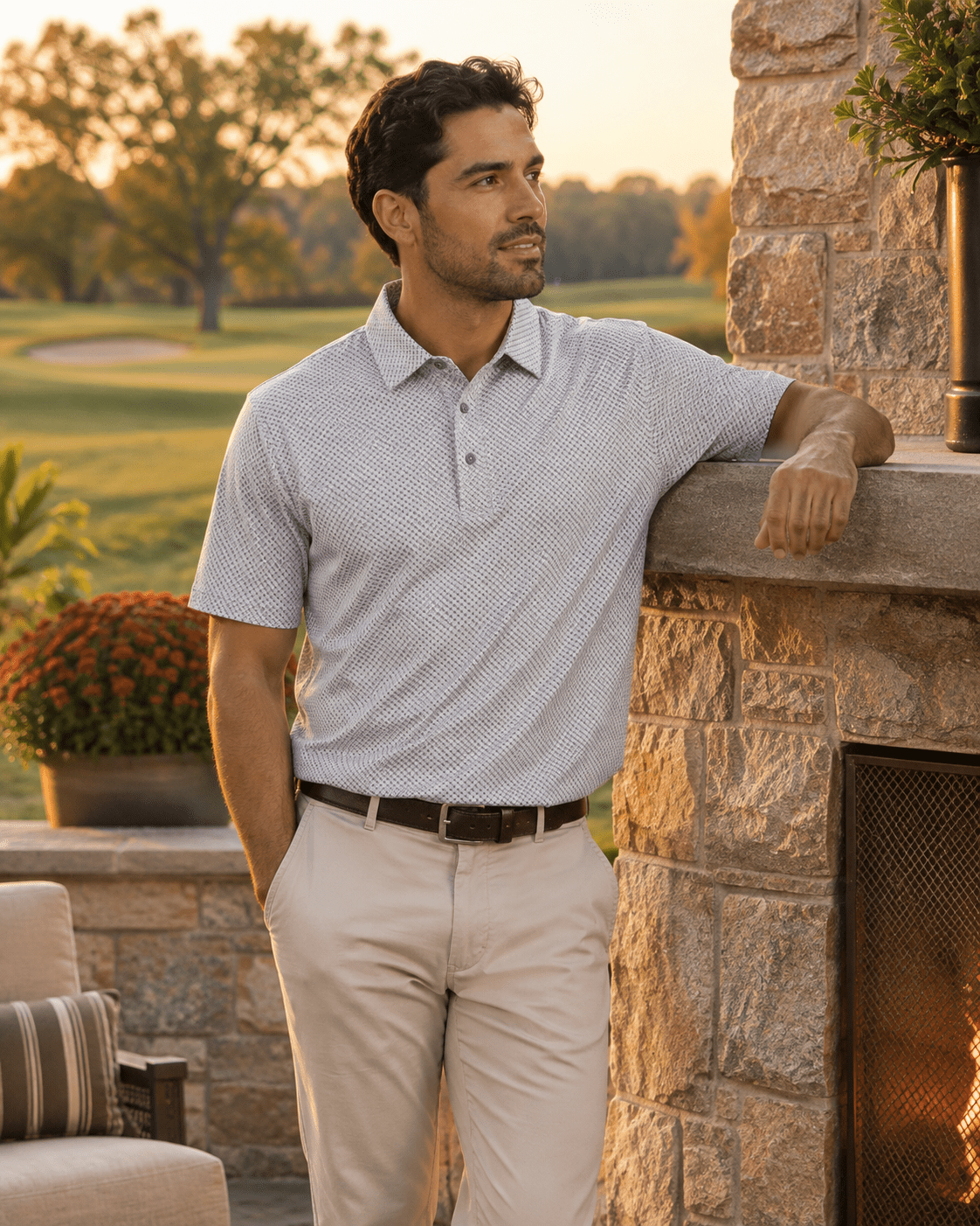 Shady Pane Performance Golf Polo - F/X Fusion Golf - Polo - Silver - M