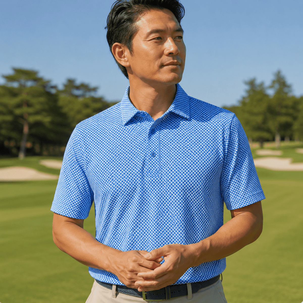 Shady Pane Performance Golf Polo - F/X Fusion Golf - Polo - Blue
