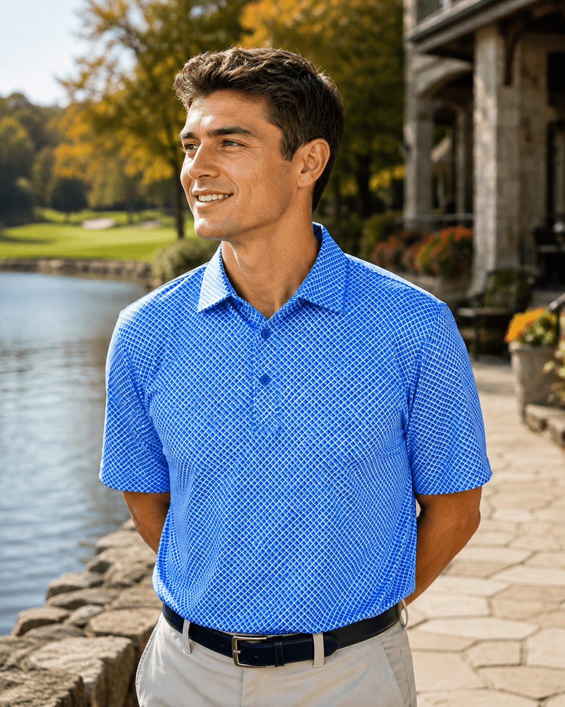 Shady Pane Performance Golf Polo - F/X Fusion Golf - Polo - Blue - M