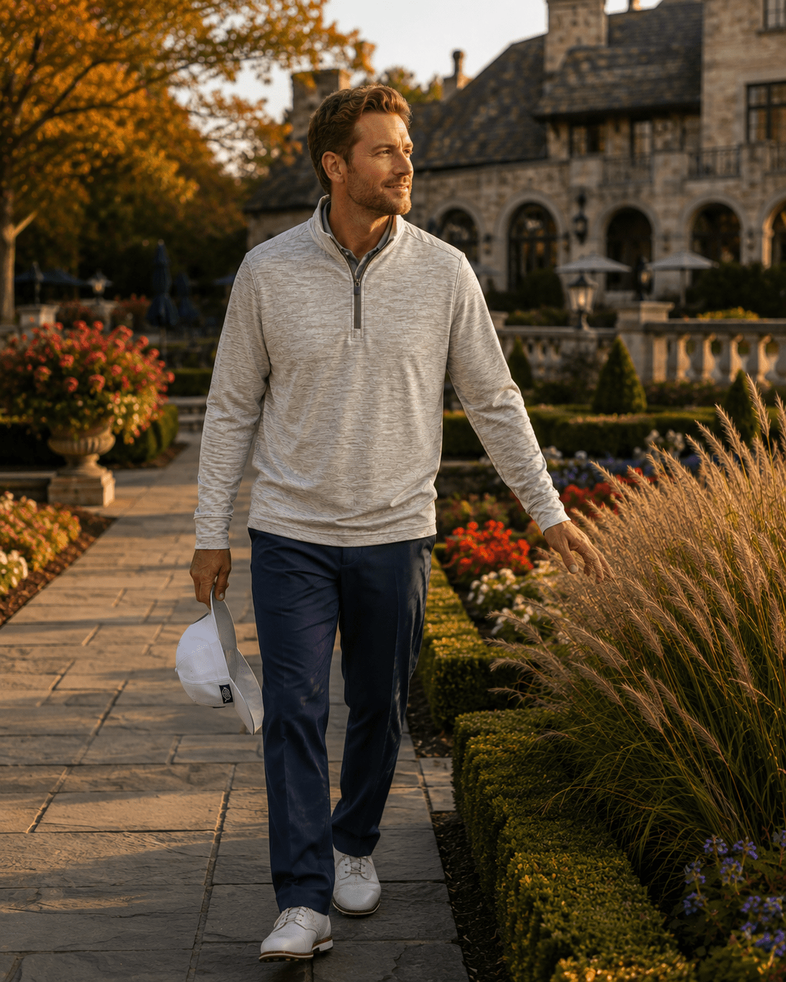 Space Dye 1/4 Zip Golf Pullover - F/X Fusion Golf - Golf - Tan - M