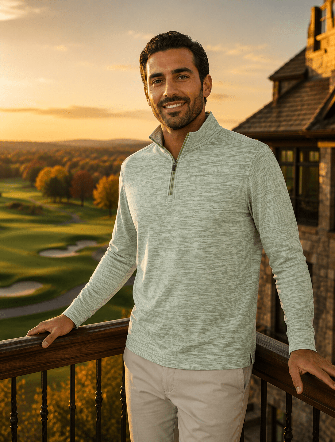Space Dye 1/4 Zip Golf Pullover - F/X Fusion Golf - Golf - Green - M