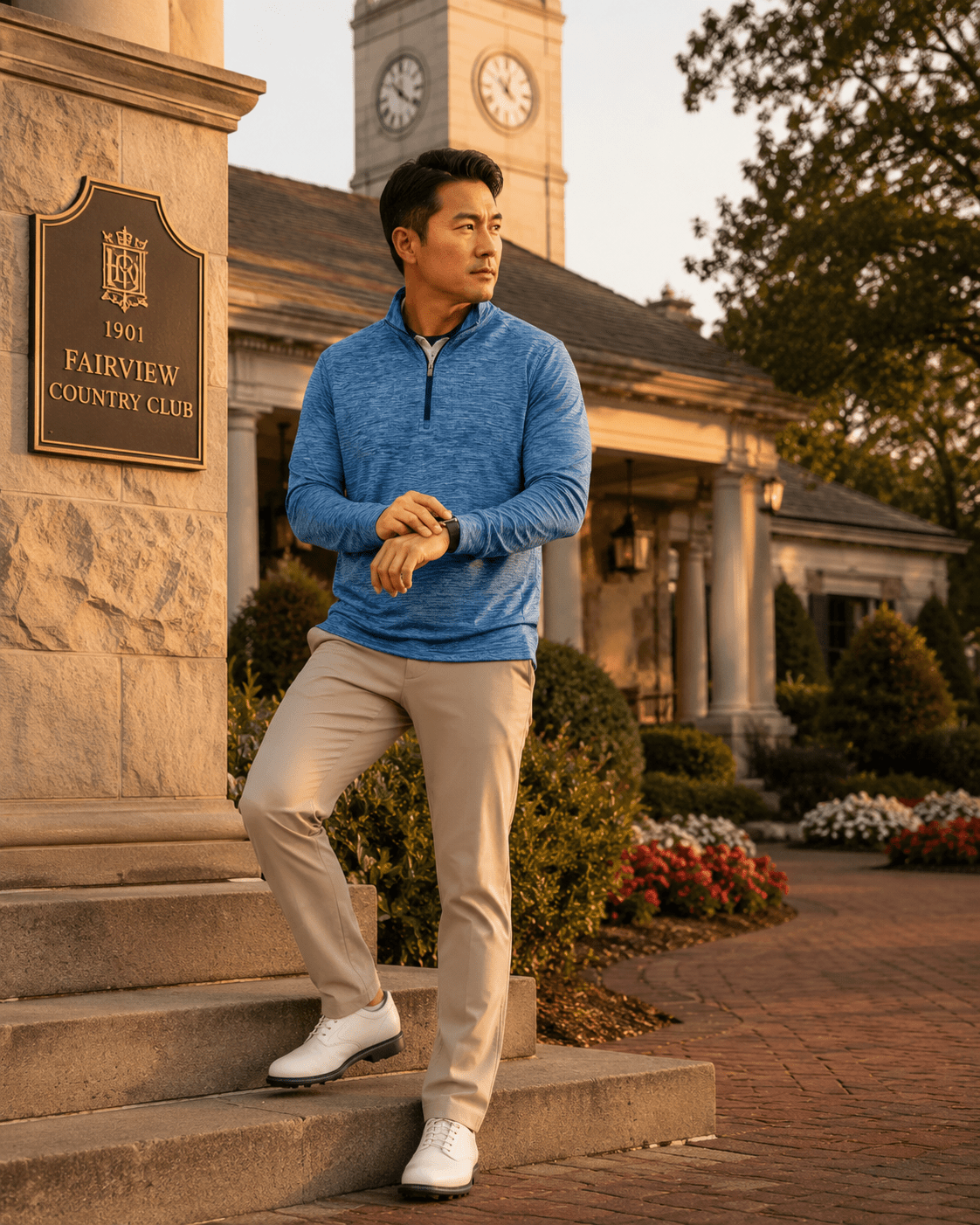 Space Dye 1/4 Zip Golf Pullover - F/X Fusion Golf - Golf - Blue - M