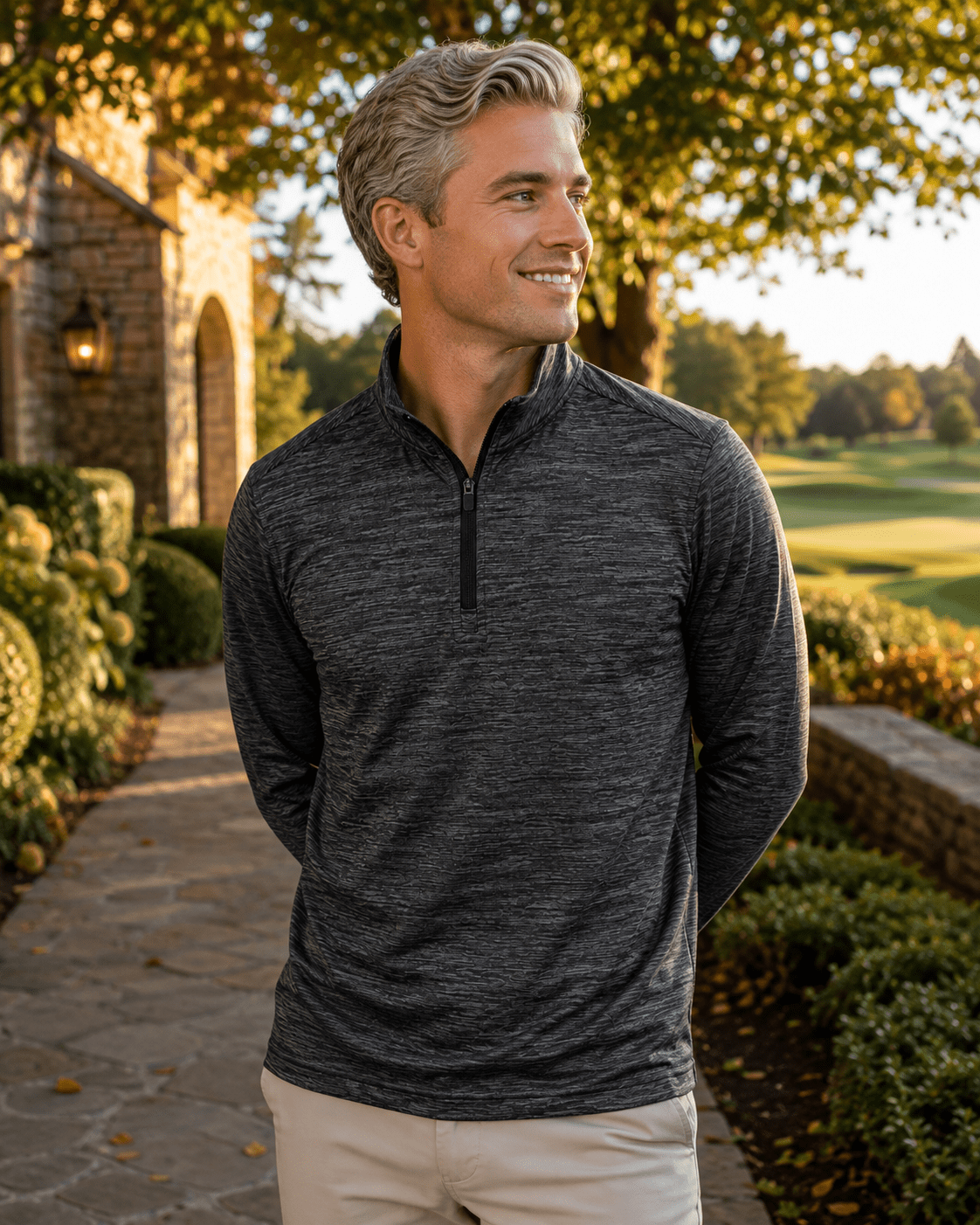 Space Dye 1/4 Zip Golf Pullover - F/X Fusion Golf - Golf - Charcoal - M