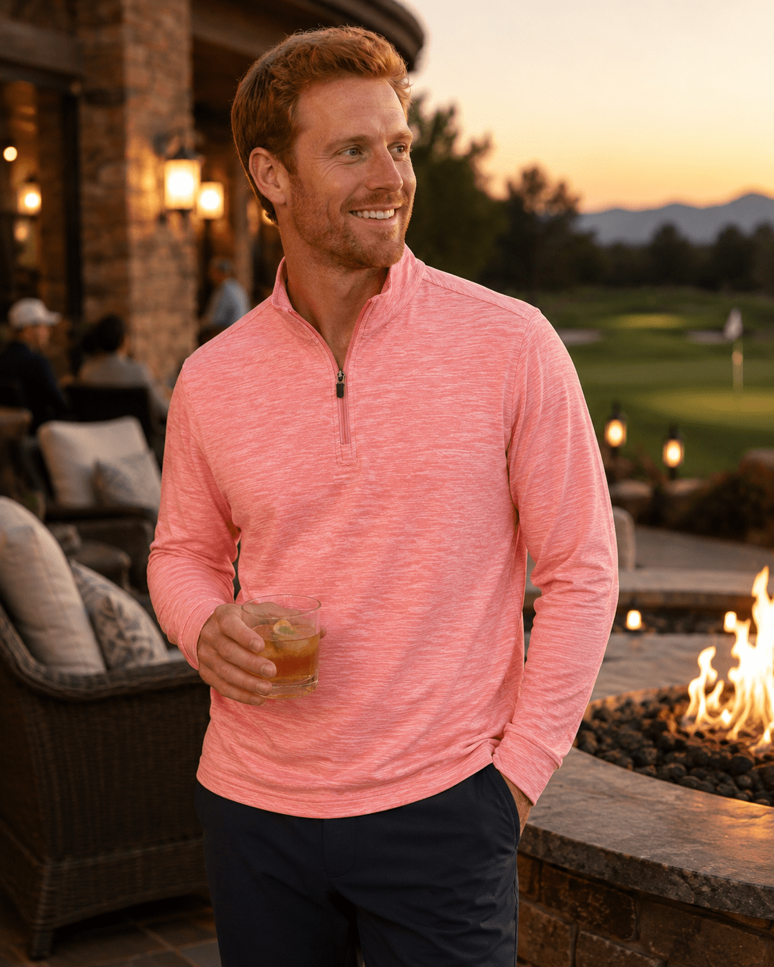Space Dye 1/4 Zip Golf Pullover - F/X Fusion Golf - Golf - Coral - M