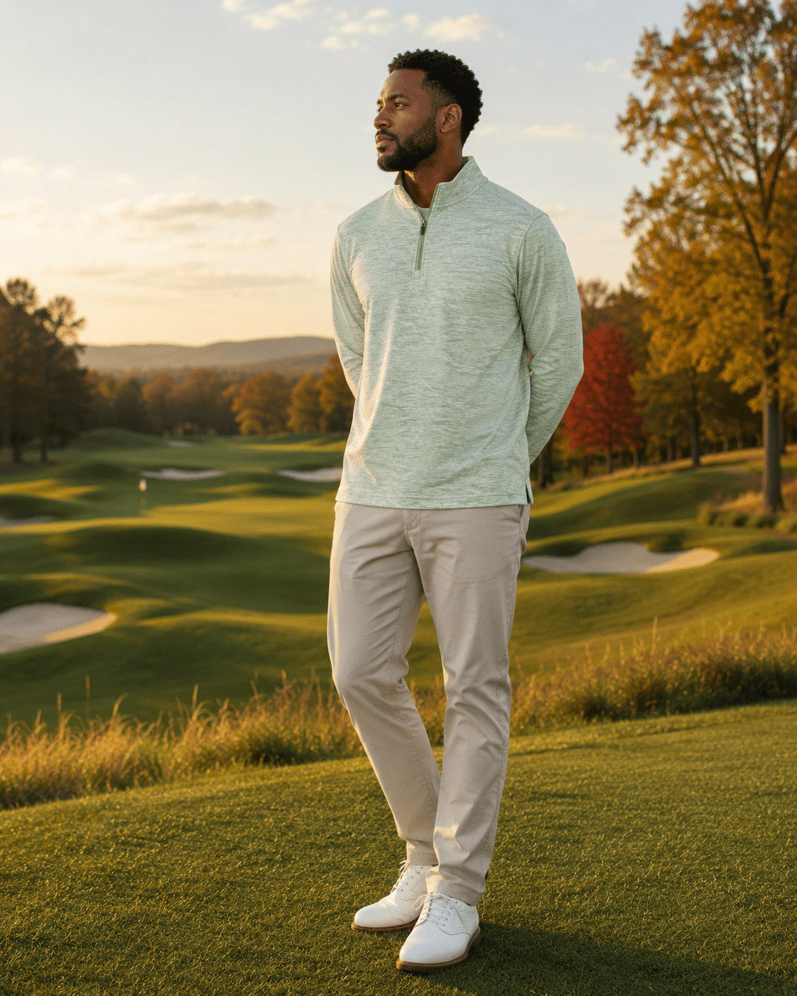 Space Dye 1/4 Zip Golf Pullover - F/X Fusion Golf - Golf - Green - M