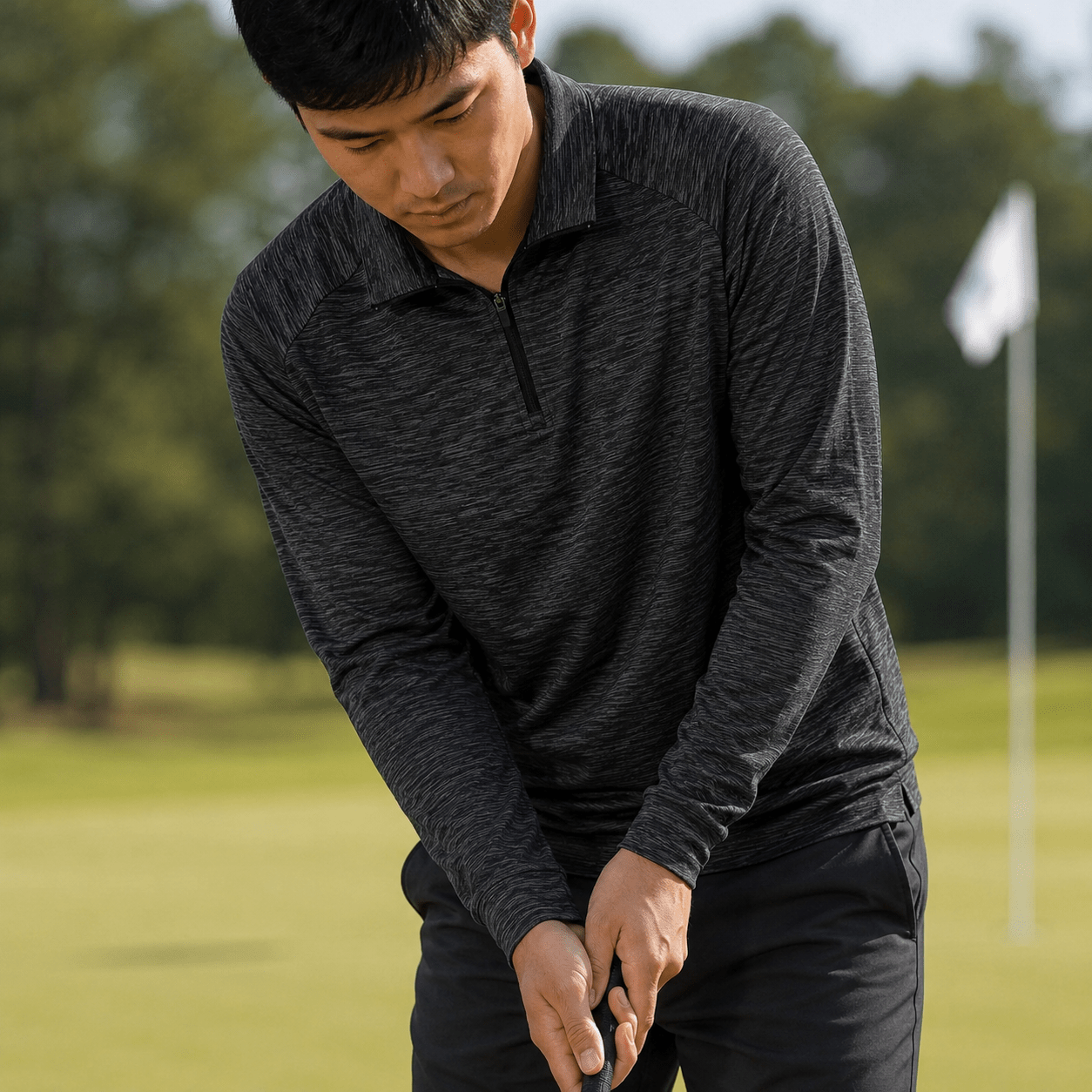Space Dye 1/4 Zip Golf Pullover - F/X Fusion Golf - Quarter Zip - Charcoal